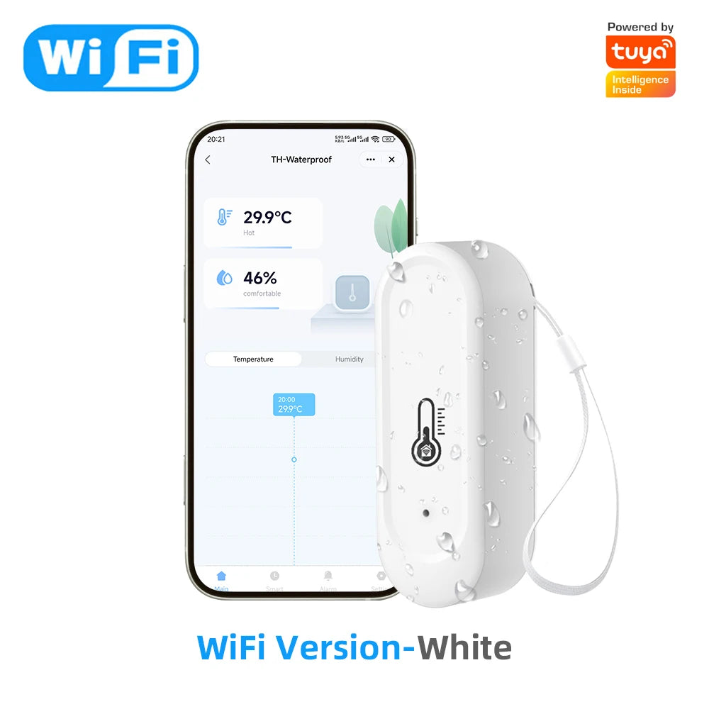 Tuya Wifi/Zigbee Smart Temperature Humidity Sensor Outdoor IP65 Waterproof APP Remote Monitoring Works with Alexa Google Home
