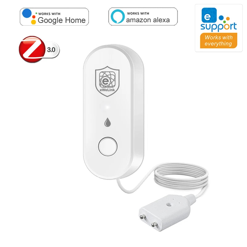Ewelink Zigbee Water Leak Sensor Bathroom Overflow Leakage Detector Smart Home Alarm App Control Support Alexa Work with Gateway