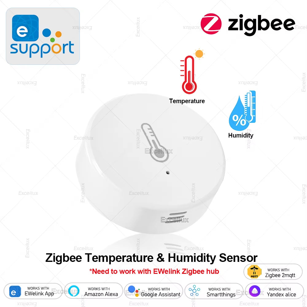 Ewelink Smart Zigbee Temperature Humidity Sensor App Control Indoor Thermometer Monitor Home Automation Works with Alexa Google