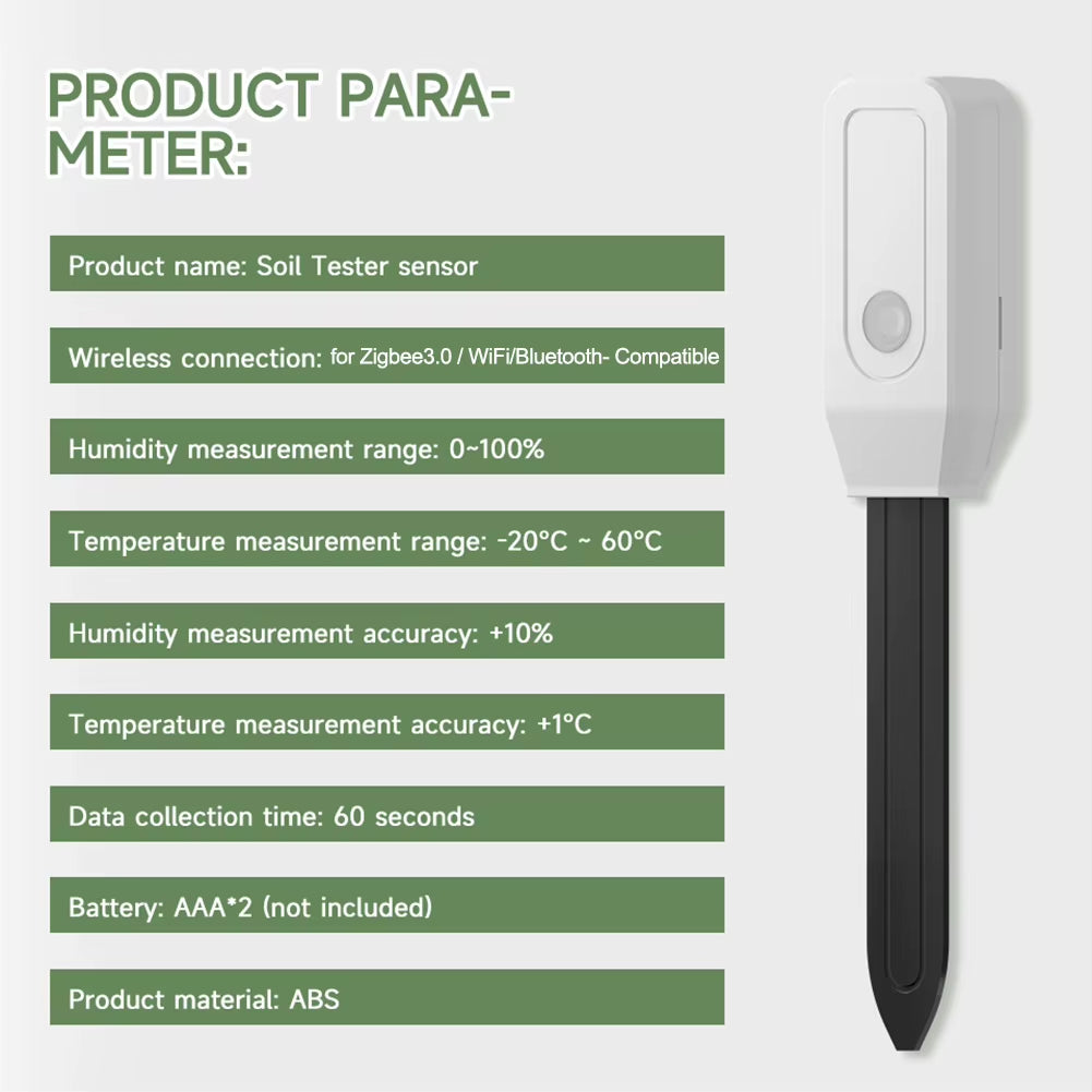 For Tuya Wifi for Zigbee Soil Tester Sensor Real Time Test Temperature Moisture Sensor Remote Monitoring for Flower Potting Tool