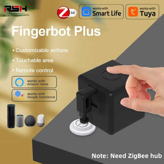 Black Zigbee Smart Fingerbot plus Switch Button Pusher Touch Arms Fingerbot Tuya Smart Life APP Control Works with Alexa Google