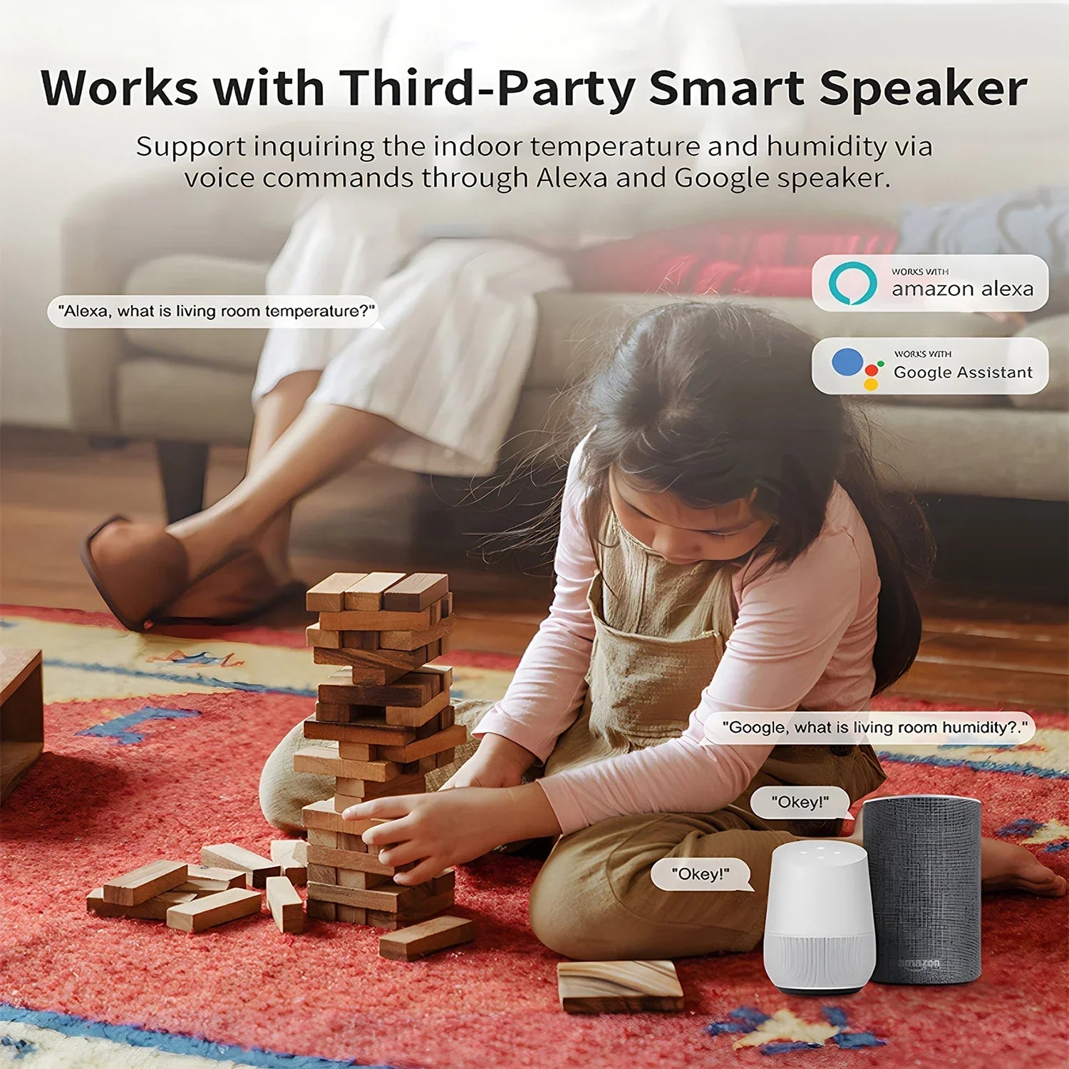 Tuya Smart Zigbee Temper & Humidity Sensor Smart Life App Home Automation Indoor Humiture Monitor Works with Alexa Google Home