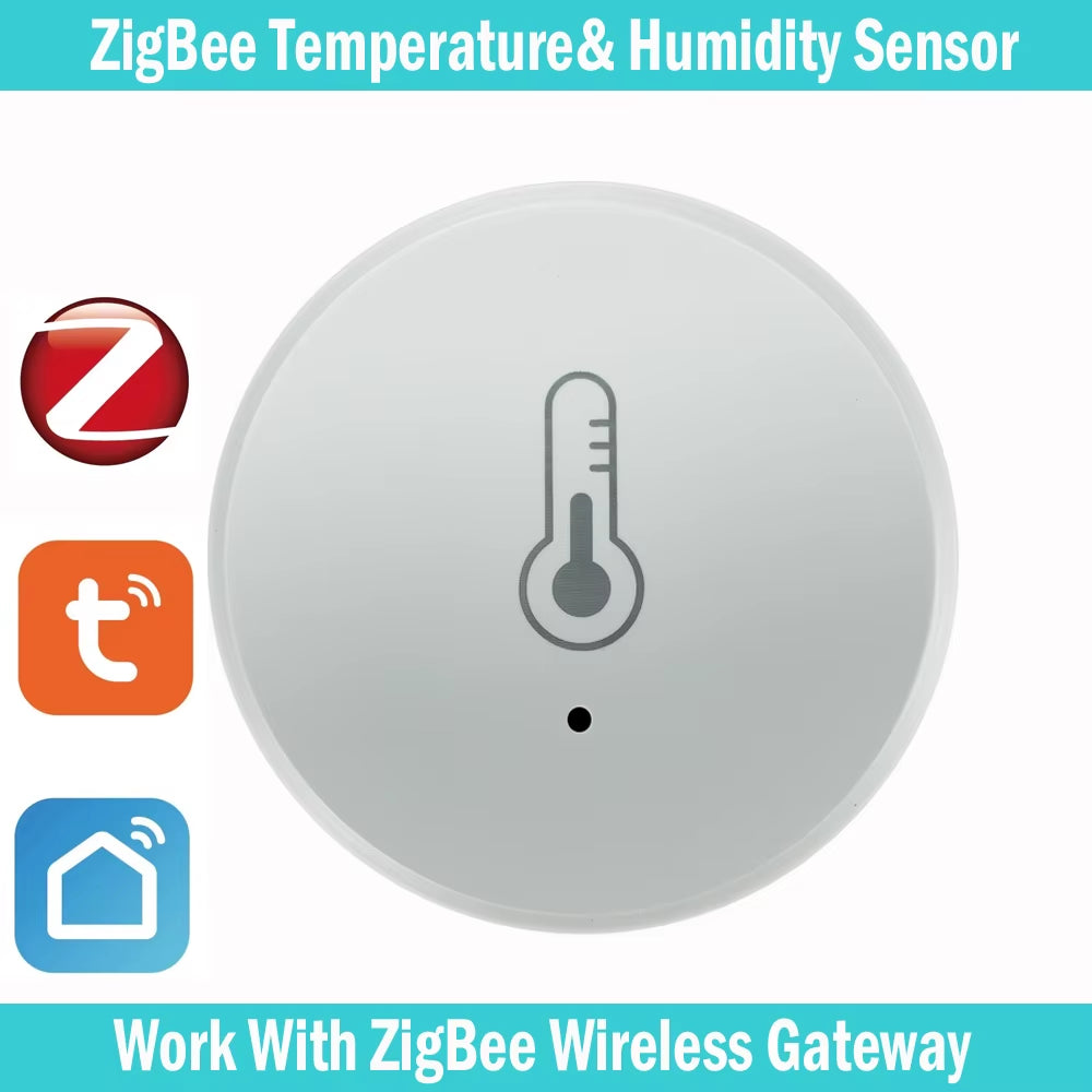 Tuya Zigbee Temperature and Humidity Sensor Voice Control Intelligent Home Hygrometer Real-Time Monitoring Voice without Battery