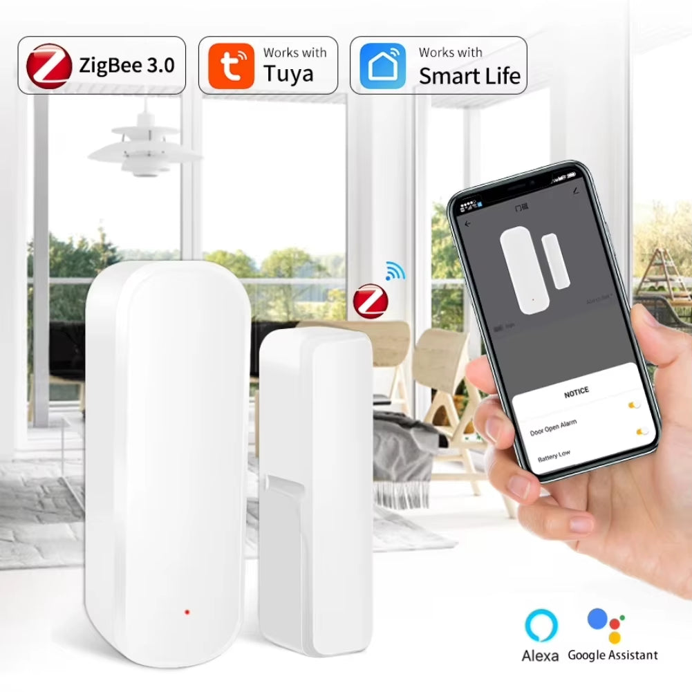 Tuya Zigbee/Wifi Smart Door Sensor Garage Door Window Open/Closed Detectors Smart Life APP Remote Control via Alexa Google Home