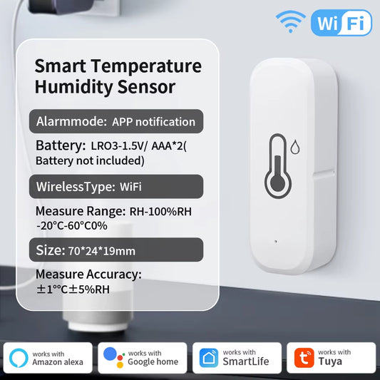 TNCE Tuya Wifi/Zigbee3.0 Smart Temperature and Humidity Sensor Indoor Hygrometer Controller Monitoring Work with Alexa