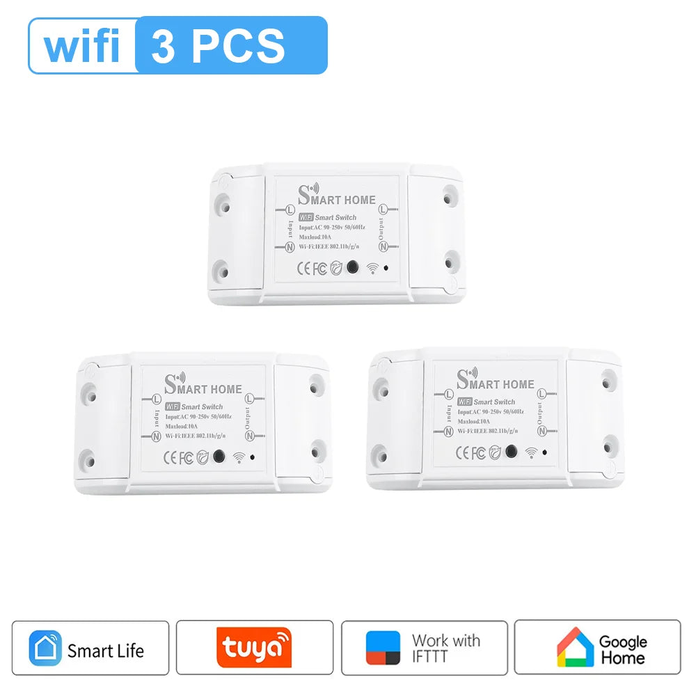 Smart Home Automation Tuya Wifi Zigbee Switch 10A Remote Control Relay Smart Life for Alexa Google Home Assistant Yandex Ewelink