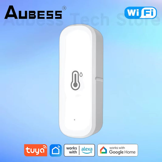 AUBESS Tuya Zigbee/Wifi Temperature Humidity Sensor Home Connected Thermometer Compatible with Smart Life Alexa Google Assistant