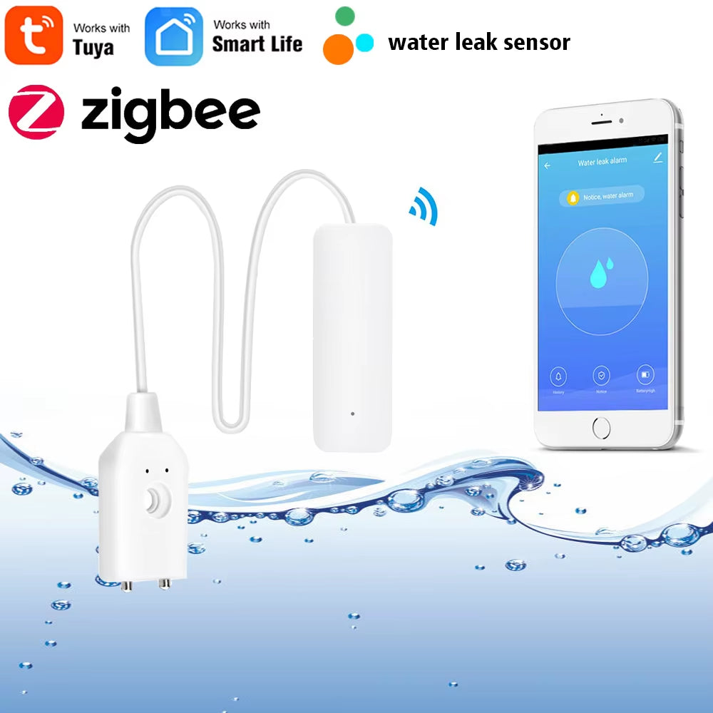 Tuya Water Leakage Alarm Detector Home Alarm Zigbee or WIFI Water Leak Sensor Water Overflow Protection System Smart Life APP