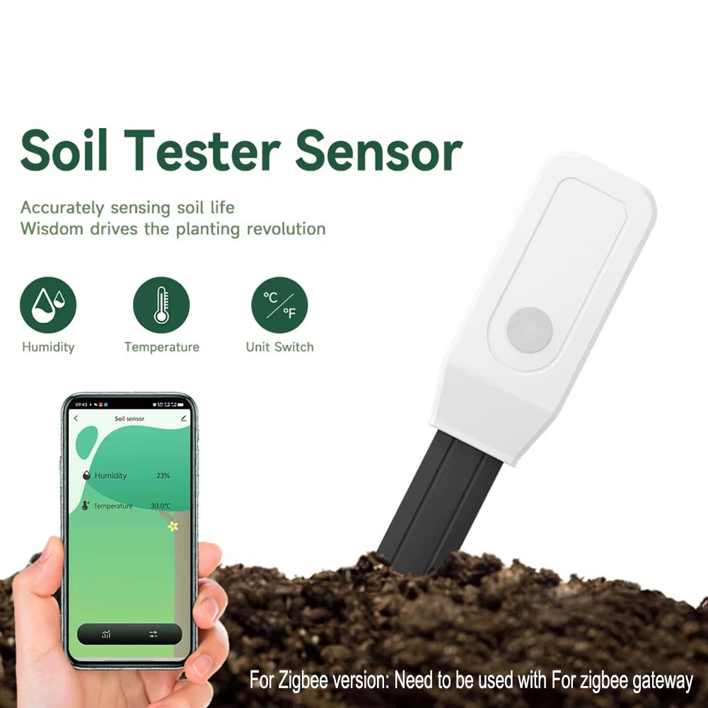 Soil Temperature and Humidity Meter Sensor with for Zigbee for Tuya for Garden Plants and Vegetable Patch Care