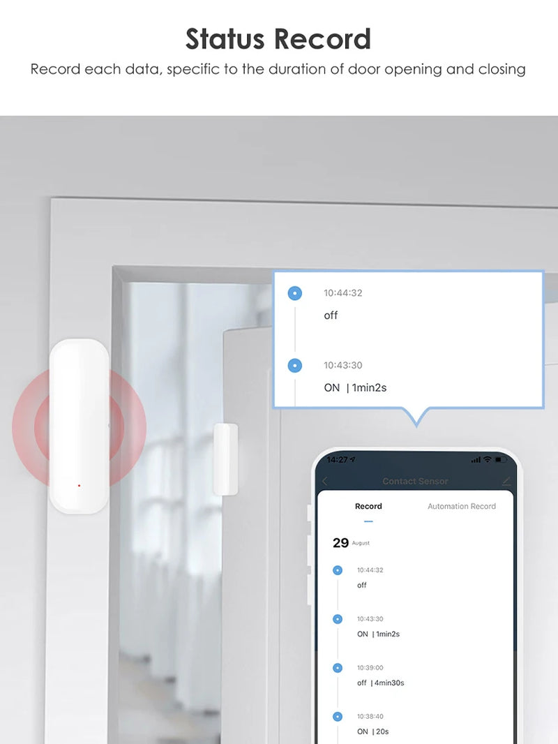 Zigbee Smart Door Open/Closed Detector Support for Google Home/Alexa Tuya Window Door Sensor Detector Works with Smart Life