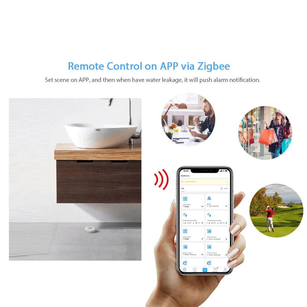Zigbee Tuya Water Leakage Sensor Leak Alarm Detector Flood Alert Overflow Security Smart Life App Remote Control Monitor