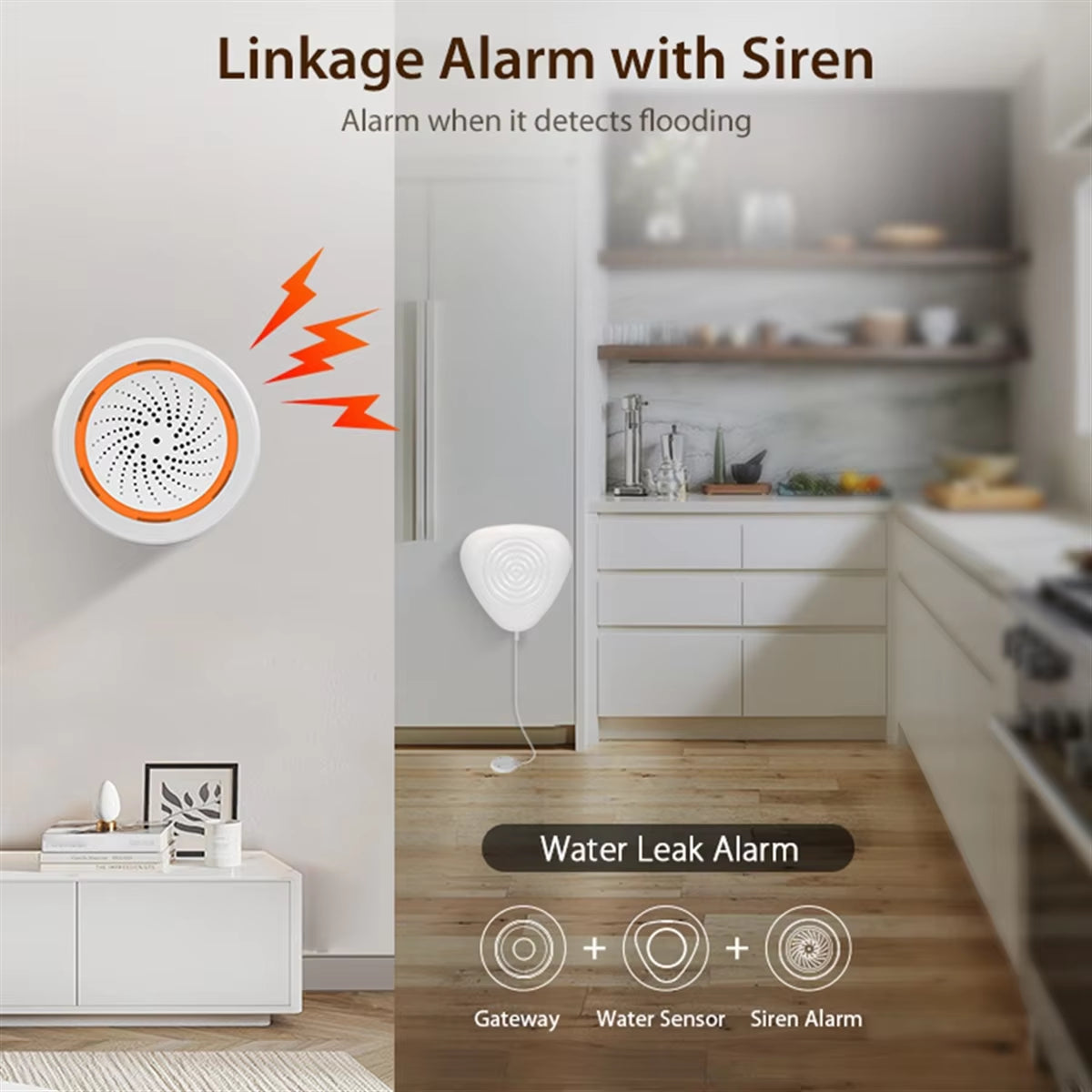 ABAN Zigbee Water Level Sensor Smart Water Leakage Alarm Detector Flood Alert Overflow Security Protection Tuya