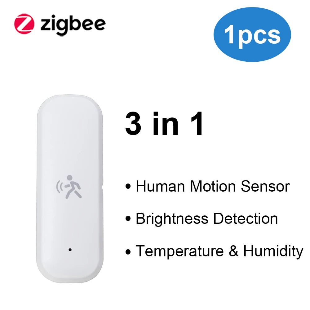 Zigbee Smart Pir Motion Sensor Detector with Temperature and Humidity Sensor Security Burglar Works with Home Assistant