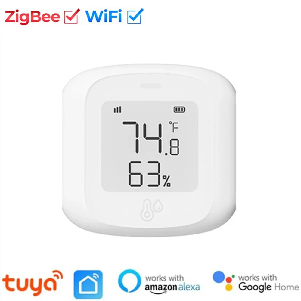 Tuya Wifi for Zigbee Temperature Humidity Sensor Smart Home Automation Indoor Thermometer LCD Display Works with Alexa Google