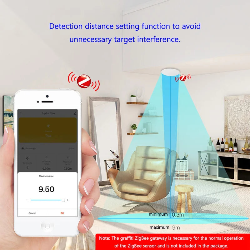 Zigbee Wifi Graffiti Smart Home Human Presence Sensor Ceiling PIR Motion Static Breath Detection APP Remote Control Monitor