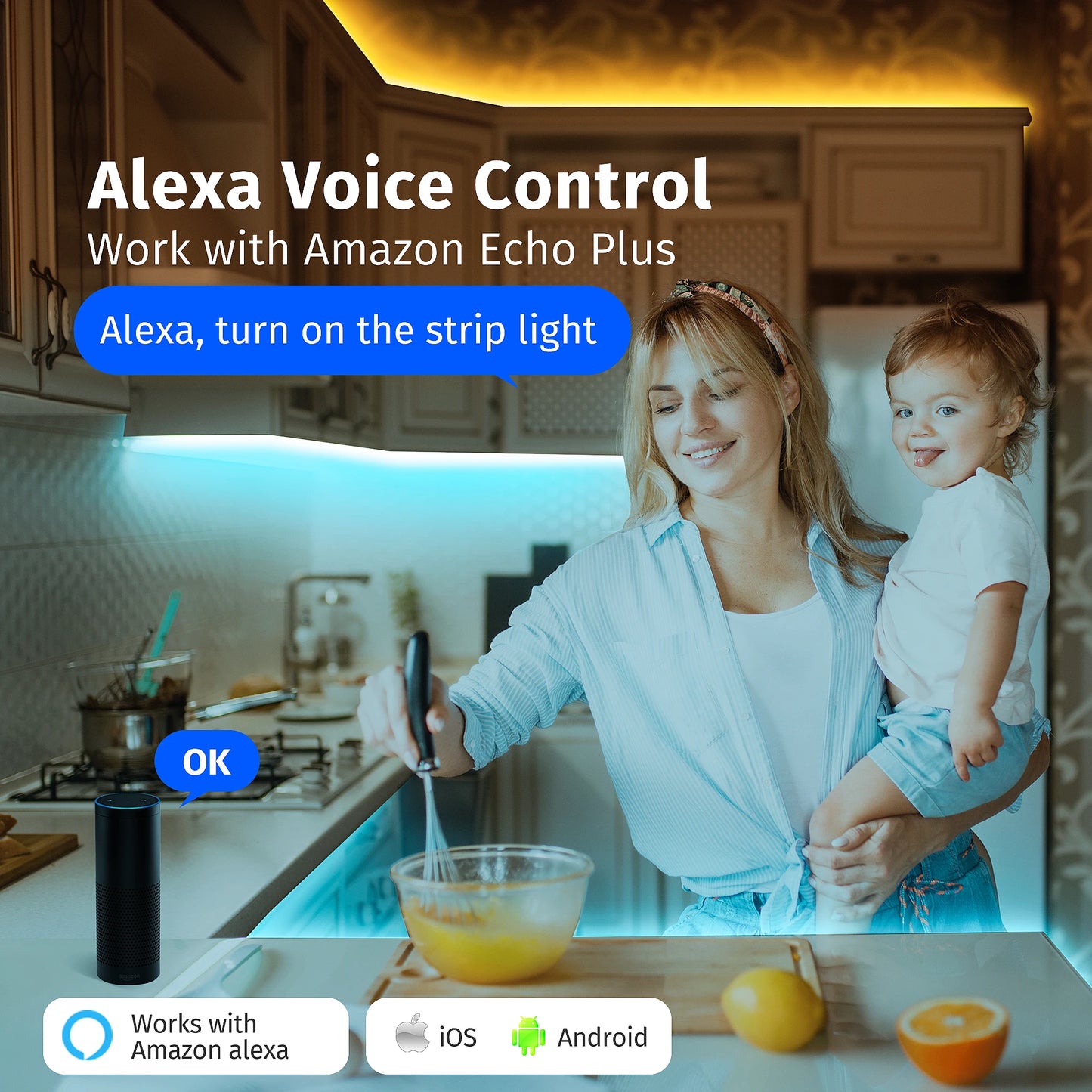 Smart Zigbee 3.0 Controller Dimmable Ambiance LED Kit with 5M RGBCCT LED Light Strips Compatible Zigbee HUB Bridge,Echo Plus