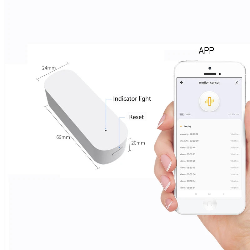 Tuya Zigbee Smart Sensor Small Motion Vibration Sensor Detection Alarm Monitor Smart Home Connection Tuya Gateway Use Smart Life