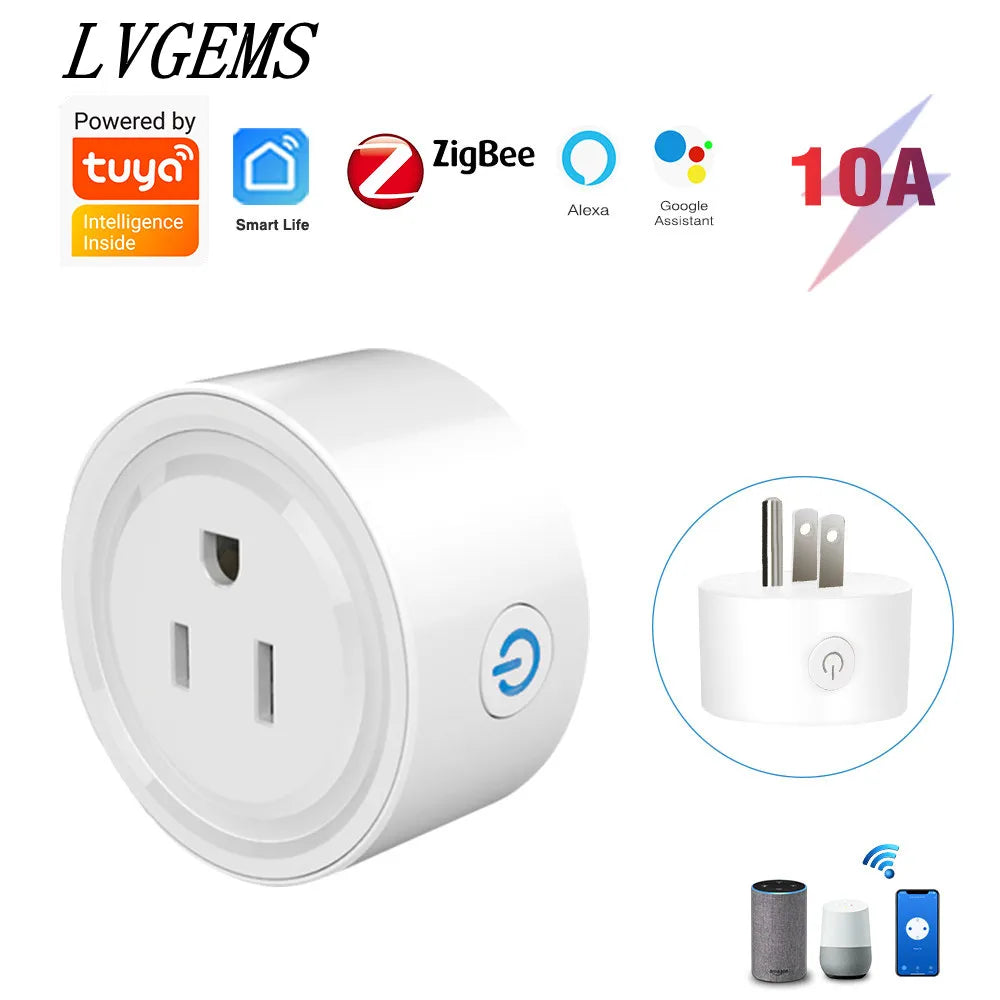 Free Shipping US Plug Zigbee 3.0 Smart Socket 10A Adapter Smart Home Improvement Modified Pieces Tuya Aleax Timing Outlet