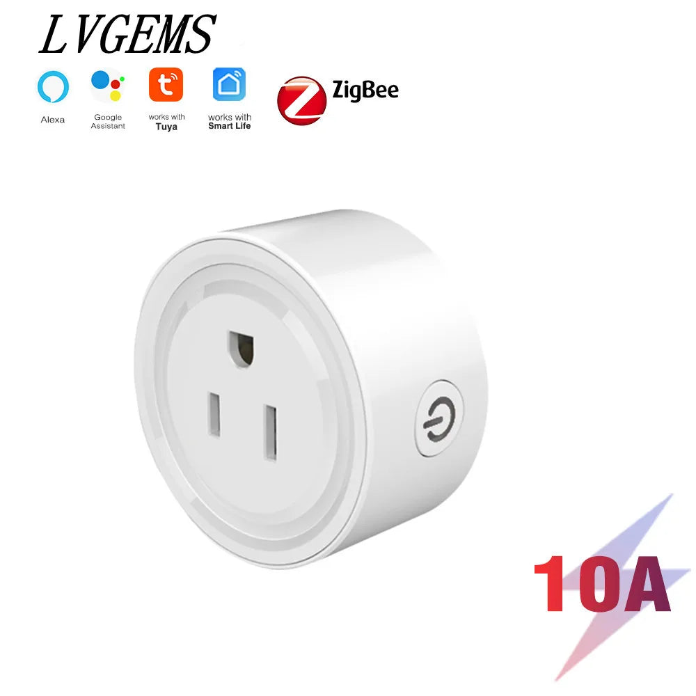 Free Shipping US Plug Zigbee 3.0 Smart Socket 10A Adapter Smart Home Improvement Modified Pieces Tuya Aleax Timing Outlet