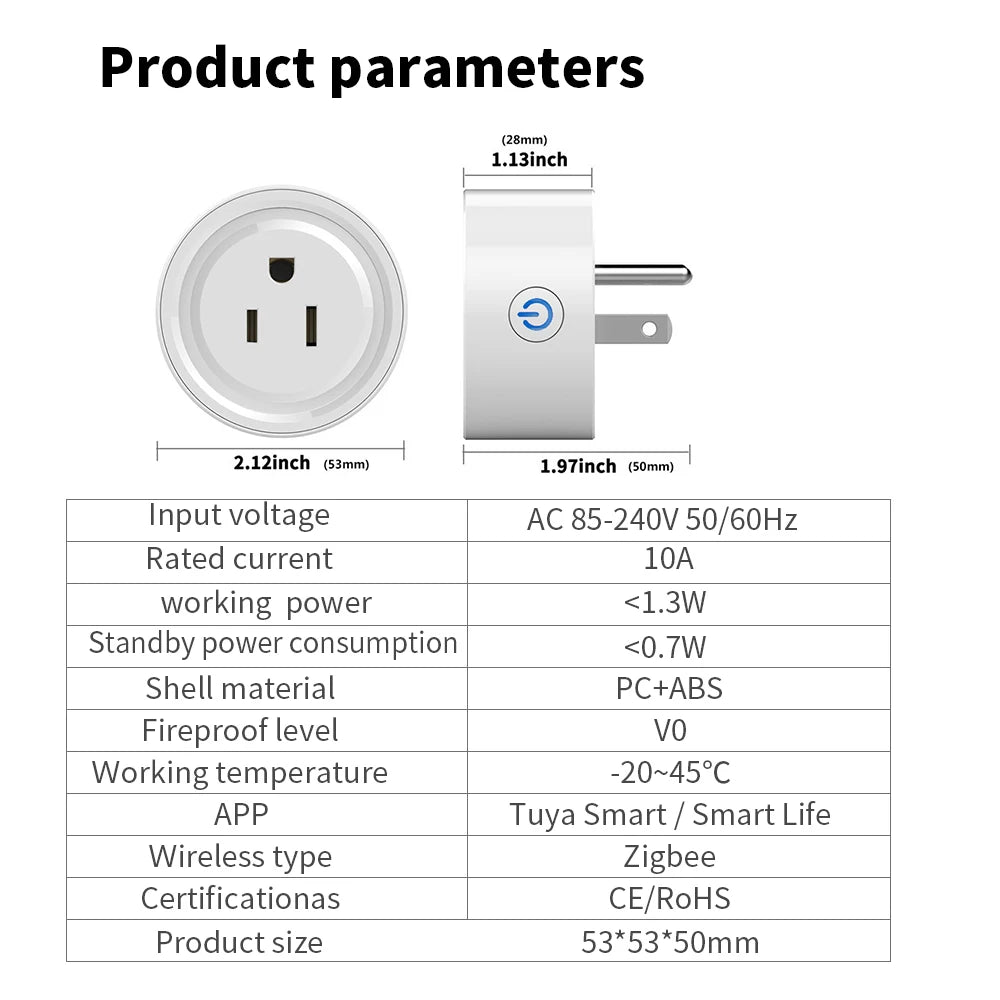Free Shipping US Plug Zigbee 3.0 Smart Socket 10A Adapter Smart Home Improvement Modified Pieces Tuya Aleax Timing Outlet