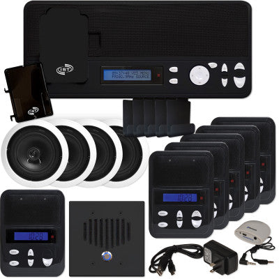 IST I2000 Music & Intercom Deluxe 5-Room Kit with Speakers, Black