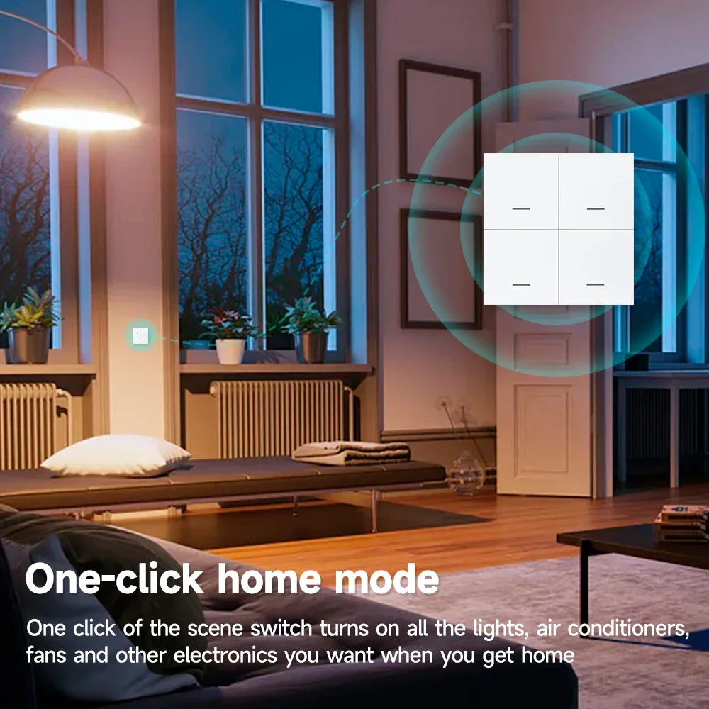 Tuya Zigbee Smart Scene Switch Button 4 Gang Switch Wireless Push Button Controller Smart Home Automation Scenario Switch
