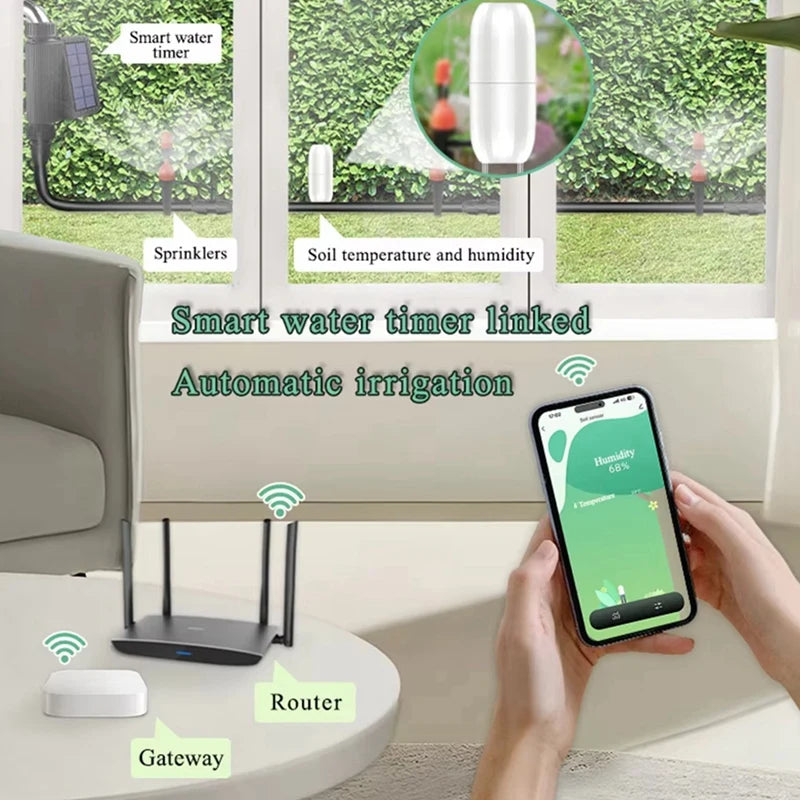 Tuya Zigbee Wireless Soil Intelligent Temperature Humidity Tester Mobilephone APP Real Time for Garden Farmland Planting-Y41A