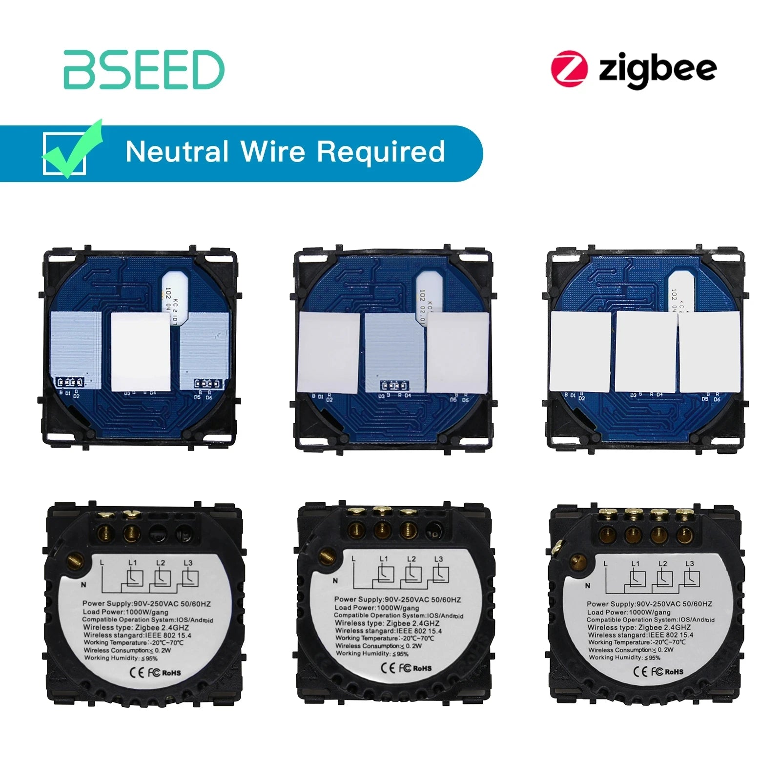 Zigbee Alexa Switch Accessorie Parts Smart Wall Switch Touch Sensor Function Key Neutral Required Support Tuya Google Home