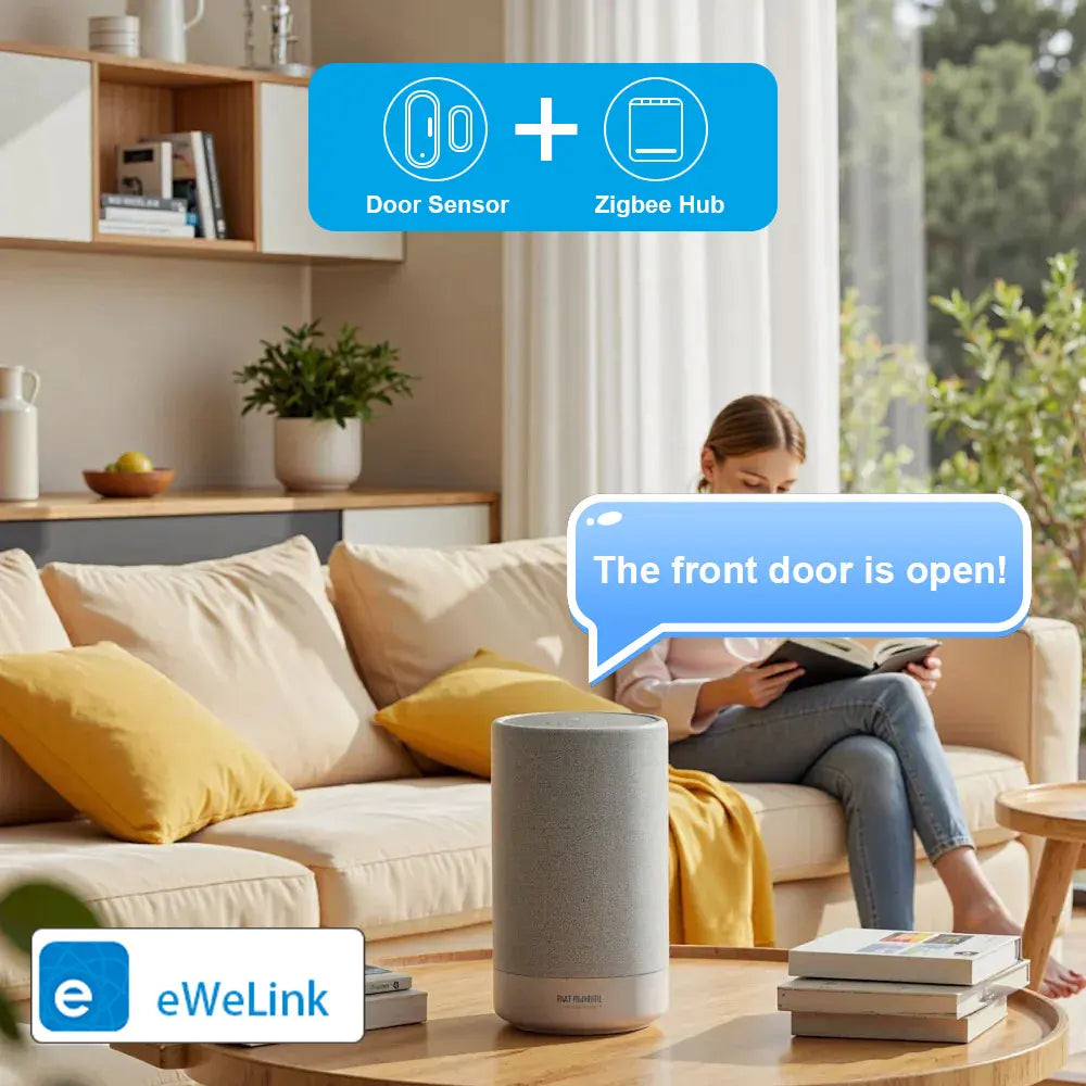 Ewelink Zigbee Door Sensor Wireless Magnetic Window Open Closed Alarm Detector Works with Zigbee2Mqtt Alexa Google Need Gateway
