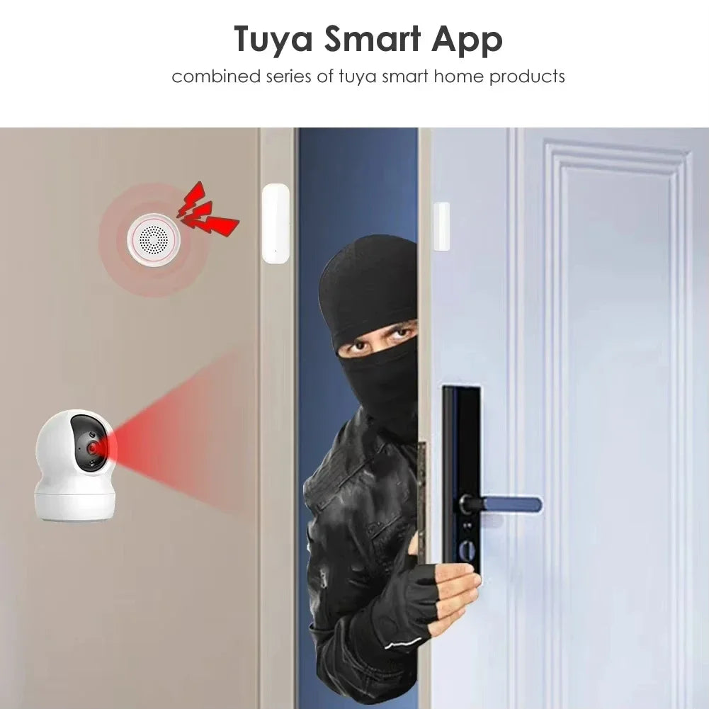 Tuya Wifi Zigbee Smart Door Sensor Wireless Window Detector Home Security Remote Control Compatible Alexa Google Smart Life App