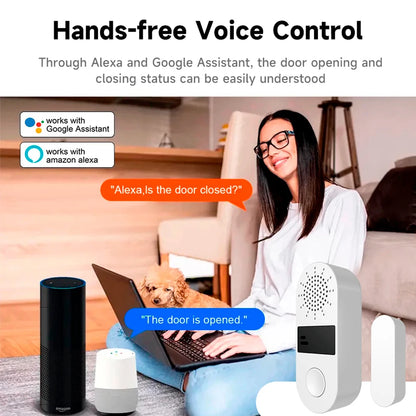 Enhance Your Home Security with the Tuya Wifi Door Sensor - 130Db Sound & Light Alarm, Smart Home Compatible