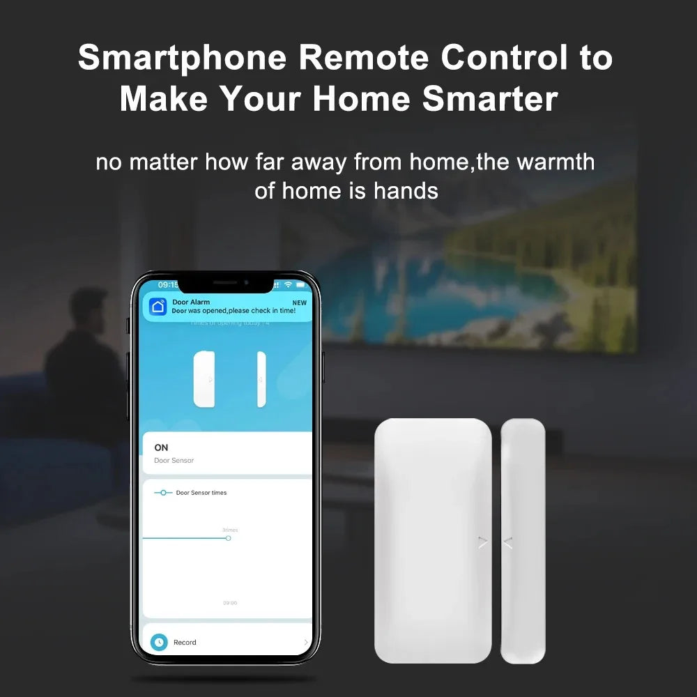 Tuya Zigbee Wireless Door Windows Sensor Mini Smart Home Wireless Door Detector Door Open Closed Alarm System for Alexa