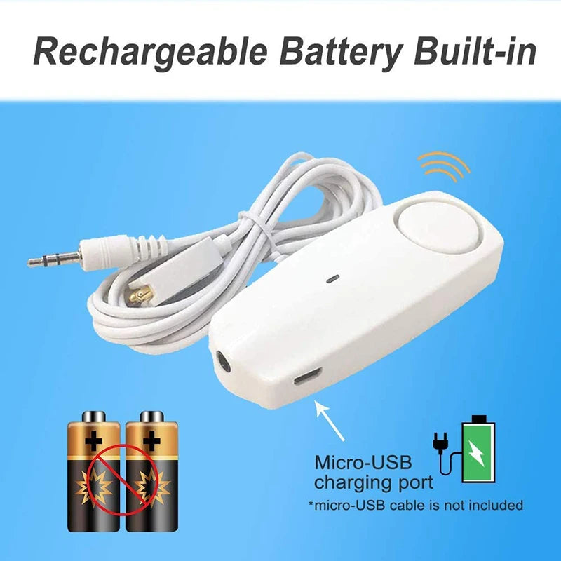 Tuya WIFI Zigbee Water Leak Sensor 3.5Mm Jack 2M Sensor Cable Built-In Rechargeable Battery 80Db Sound App Real Time Monitoring