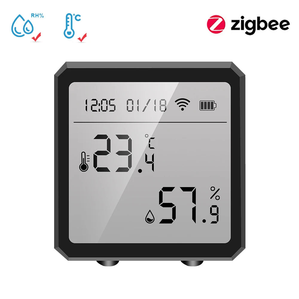 Tuya Smart Wifi/Zigbee Temperature and Humidity Sensor Indoor Hygrometer Thermometer with LCD Display Support Alexa Google Home