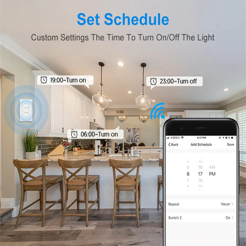 Tuya Zigbee Push Button Switches Physical Smart US AU Brazil Light Wall Switch 1/2/3Gang Timer Voice Control Google Alexa