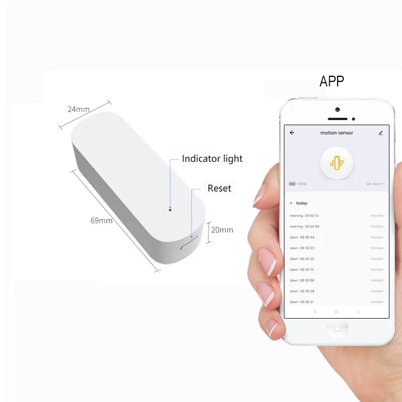 Tuya Smart Motion Sensor Graffiti Zigbee Vibration Detector anti Theft Alarm Door Window Table Safe Real-Time Monitoring
