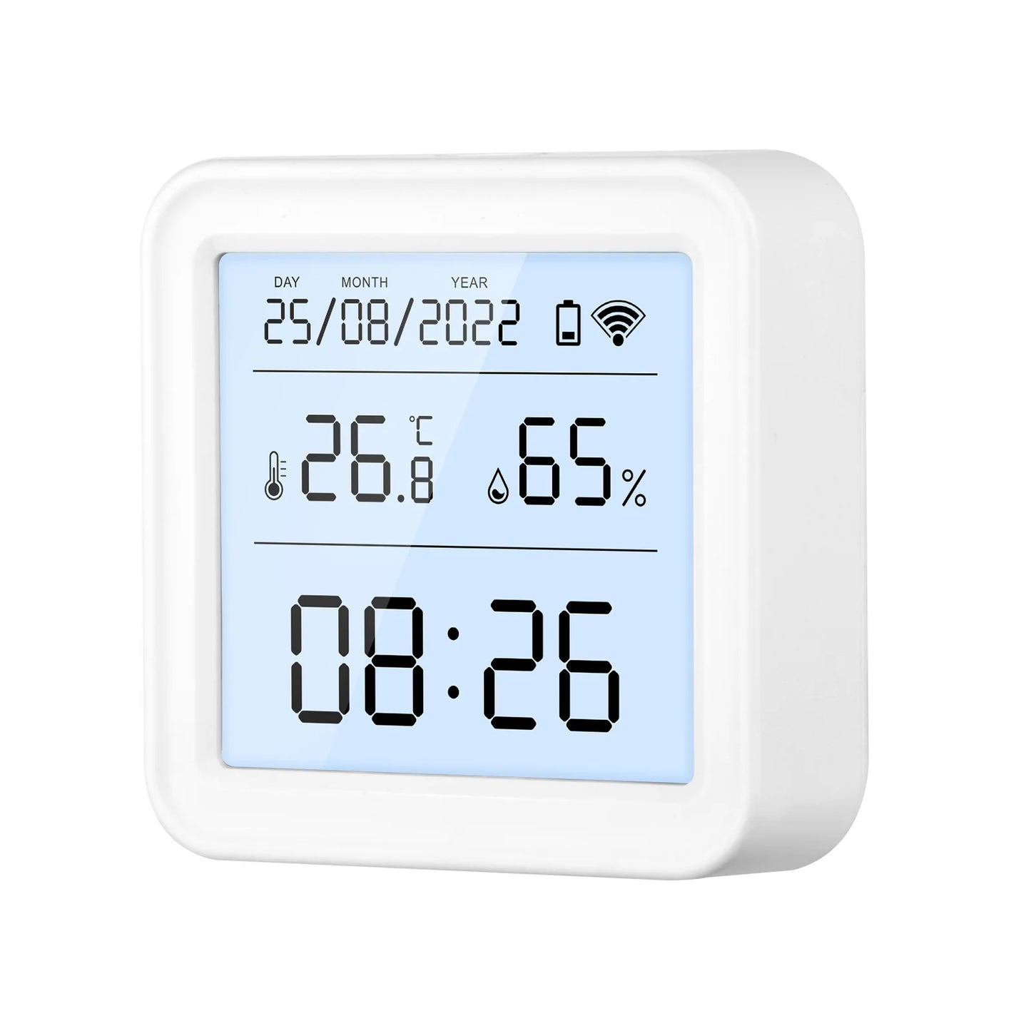 Tuya Smart Home Zigbee Humidity Sensor - Wireless Temperature and Humidity Sensor with Backlit Clock Function