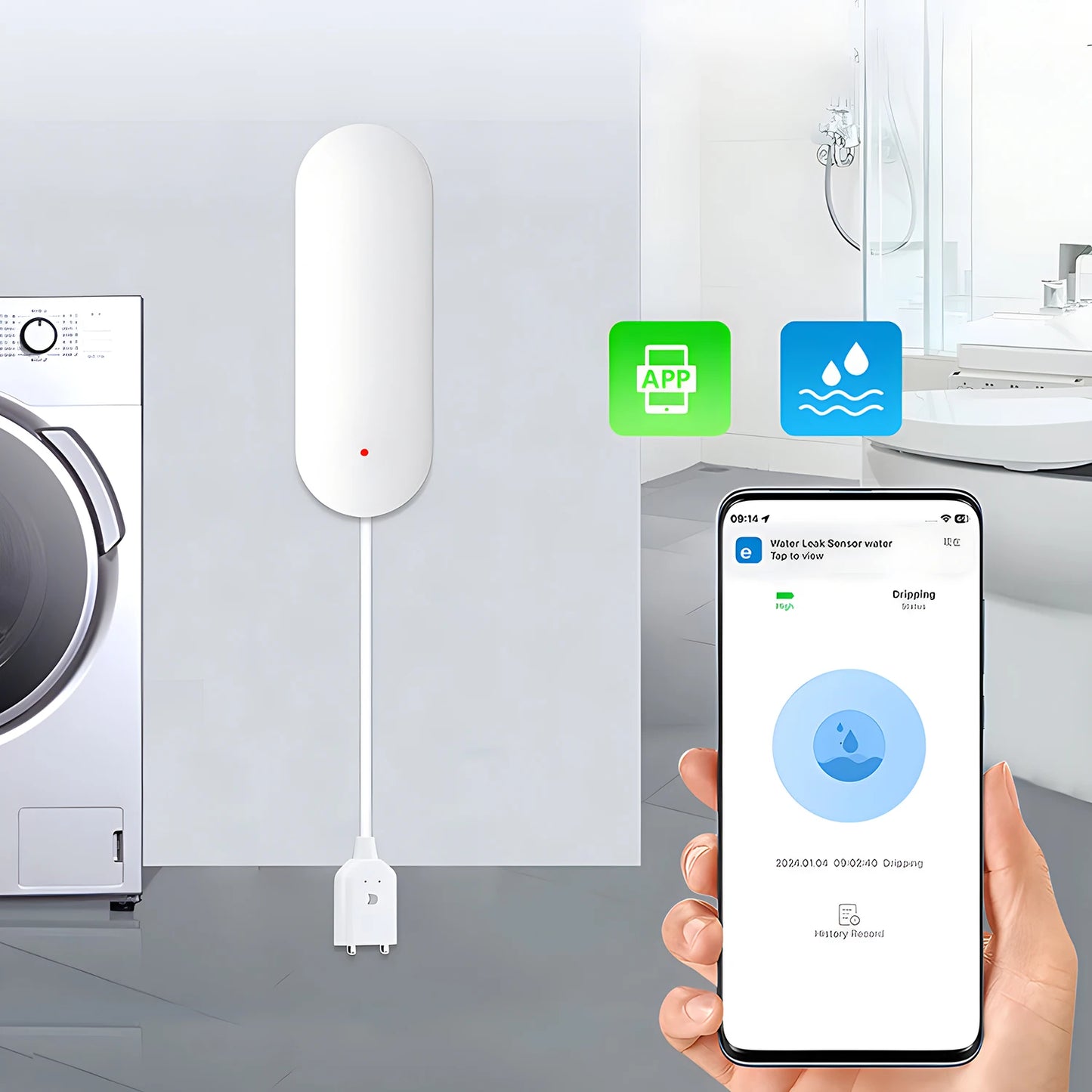 Zigbee Water Immersion Sensor Water Leakage Detector Level Overflow Alarm Support Ewelink APP Works with Alexa Google Home