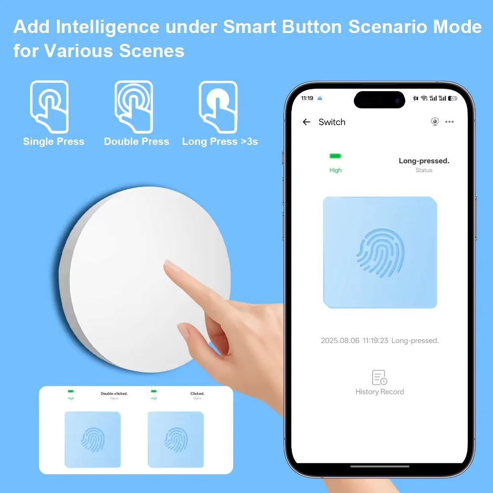Ewelink Zigbee Smart Wireless Push Button Switch with Battery - Control Your Home Automation Effortlessly!