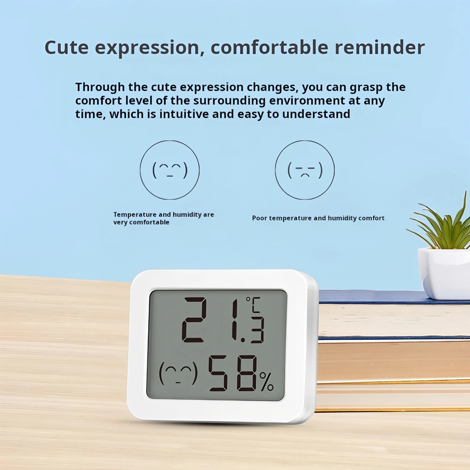 Tuya Smart Zigbee Temperature and Humidity Sensor Mini LCD Digital Smil Face Temp Humidity Detector Work with Alexa Google Home
