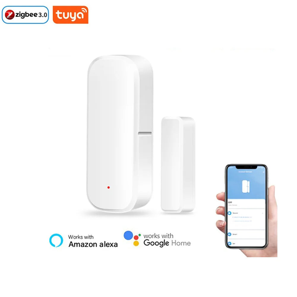 Tuya Zigbee 3.0 Smart Door Sensor Security Protection Open/Closed Door Detector with Smart Life APP Control Alexa & Google Home
