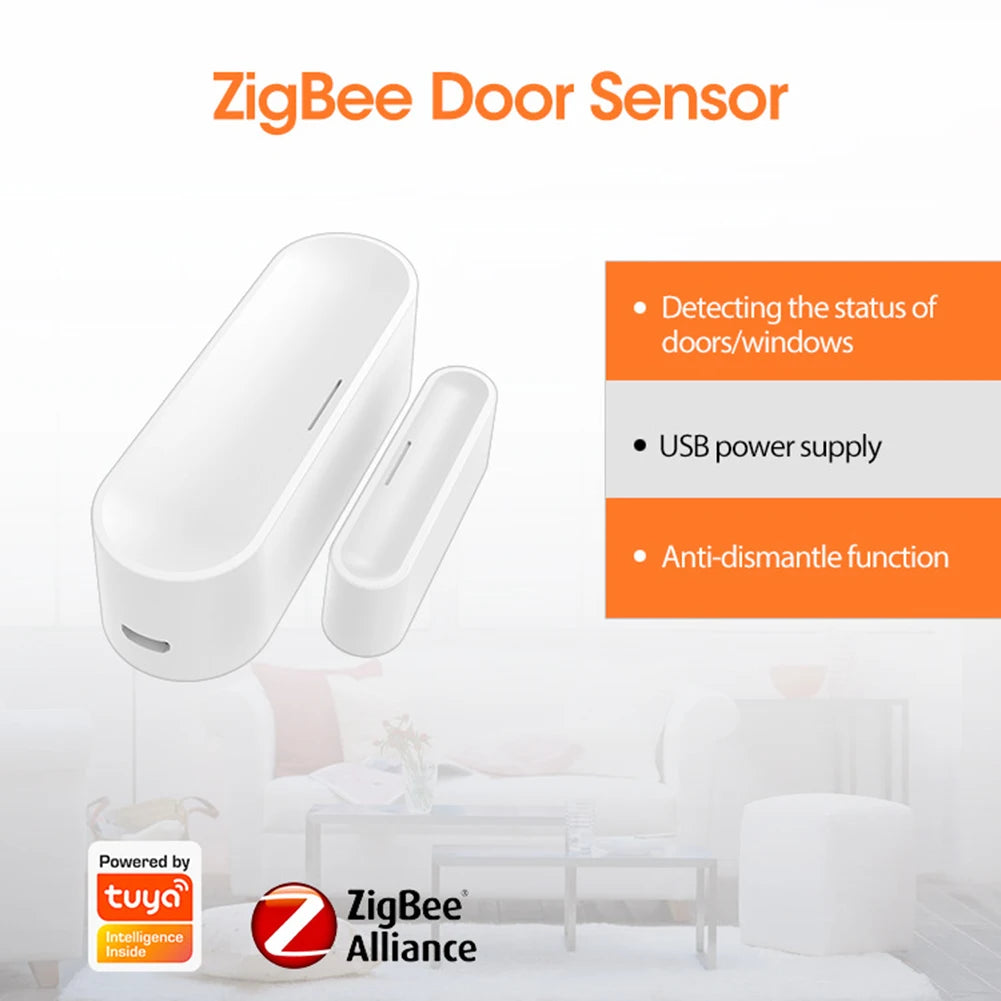 Tuya APP Door Open/Closed Detectors Security Protection Zigbee Window Door Gate Sensor 2.4Ghz Wireless Door Detectors for Indoor