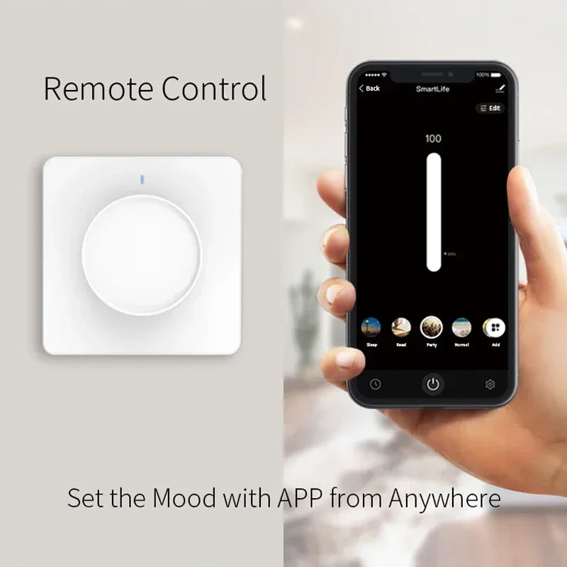 Tuya Smart Wifi Zigbee Rotary Light Dimmer Switch Smart Life/Tuya APP Remote Control Works with Alexa Google Voice Assistants