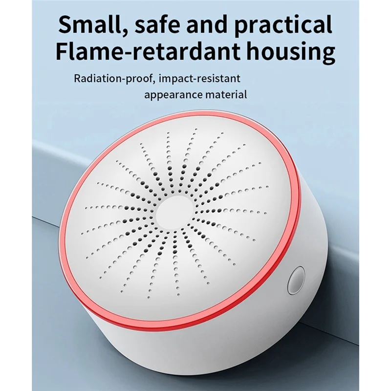 Abmf-Tuya Smart Home Wireless Alarm System Sound and Light Alarm Sensor Detector Intelligent USB Powered Sensor Zigbee