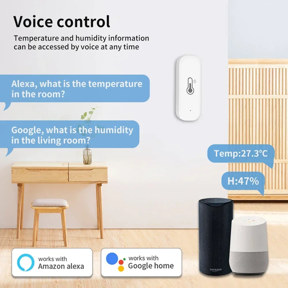 TNCE Tuya Wifi/Zigbee3.0 Smart Temperature and Humidity Sensor Indoor Hygrometer Controller Monitoring Work with Alexa