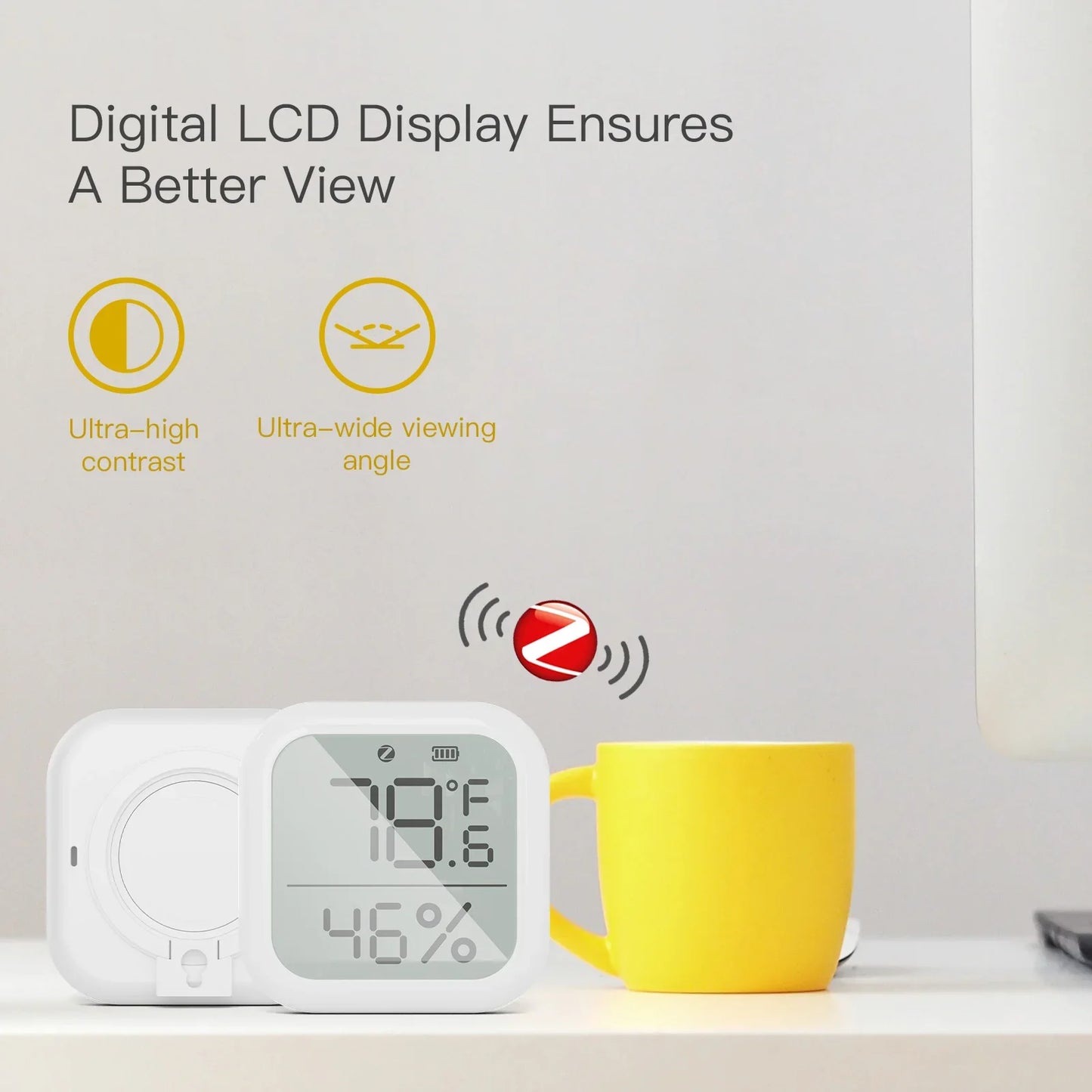 Tuya Zigbee Smart Home Temperature and Humidity Sensor with LED Screen Works with Google Assistant and Tuya Zigbee Hub