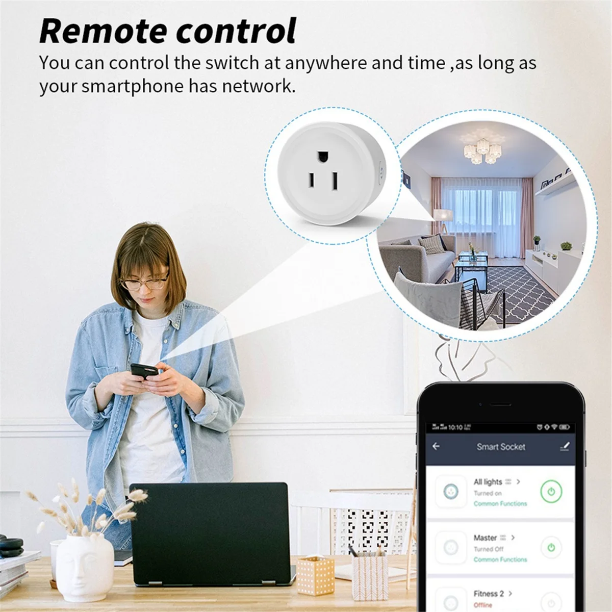 ABQR TUYA 20A Smart Plug Zigbee Socket with Power Monitor Timing Function Voice Control Works US Plug
