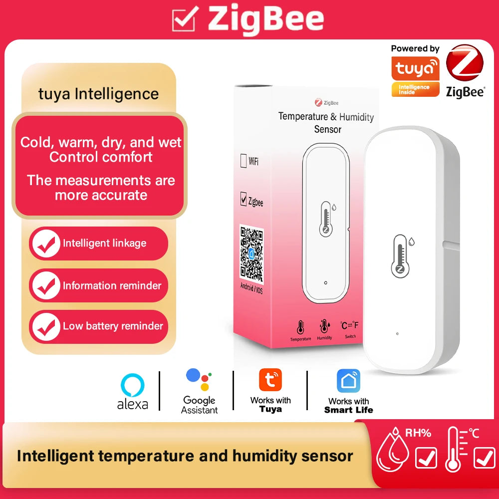 Intelligent Monitoring Tuya 3.0 Smart Temperature Humidity Sensor Voice Control Temperature and Humidity Sensor