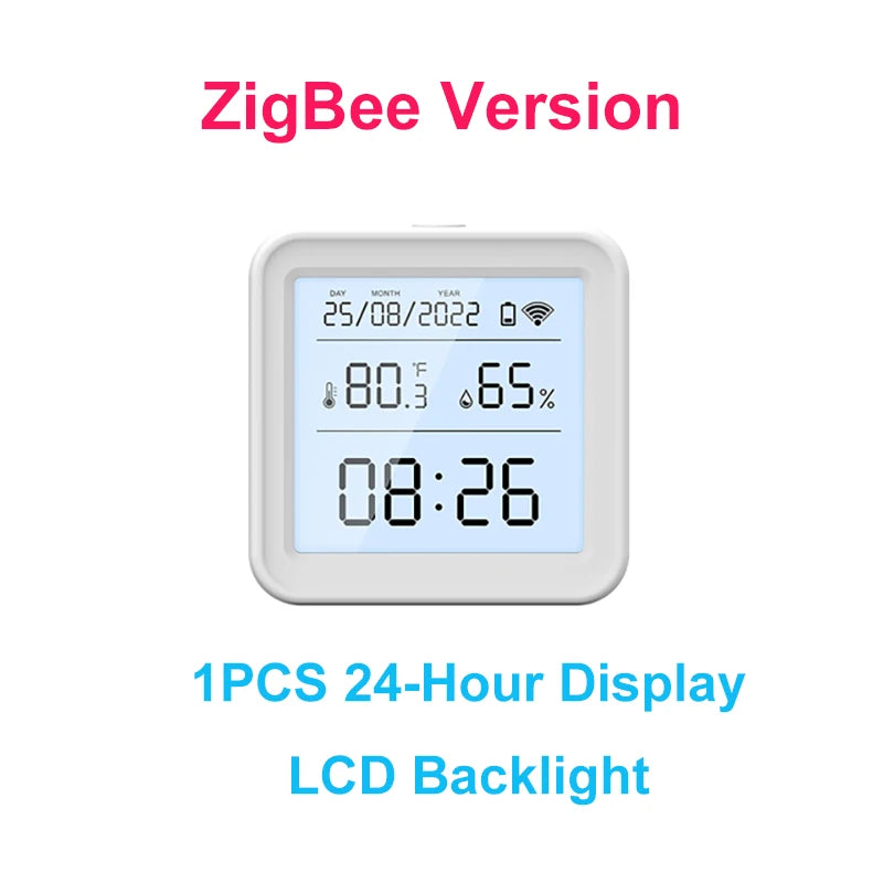 Tuya Smart Home Zigbee Temperature & Humidity Sensor LED Backlight Smart Life APP Remote Work with Alexa Google Assistant