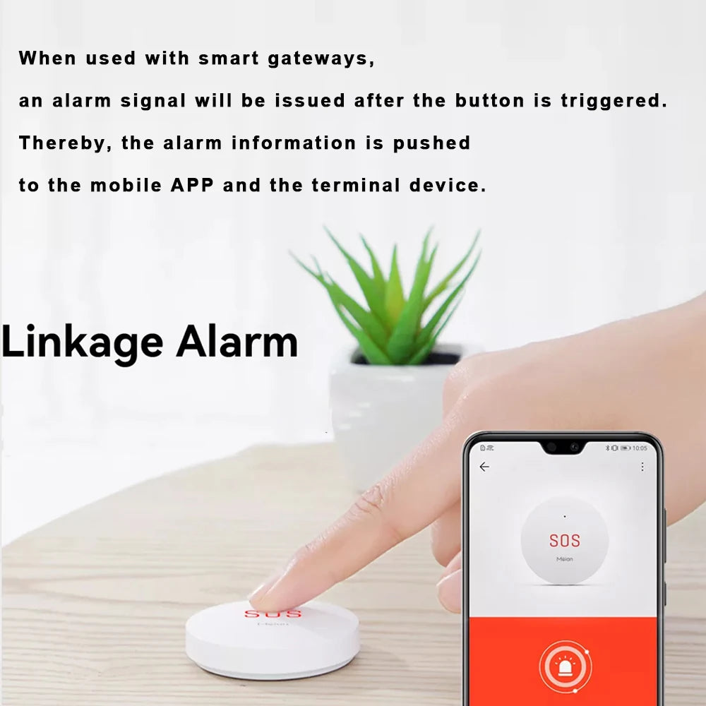 Zigbee Tuya SOS Emergency Button Home Security Alarm System Wireless Alarm Button Work with Smart Life/Tuya APP and Hub